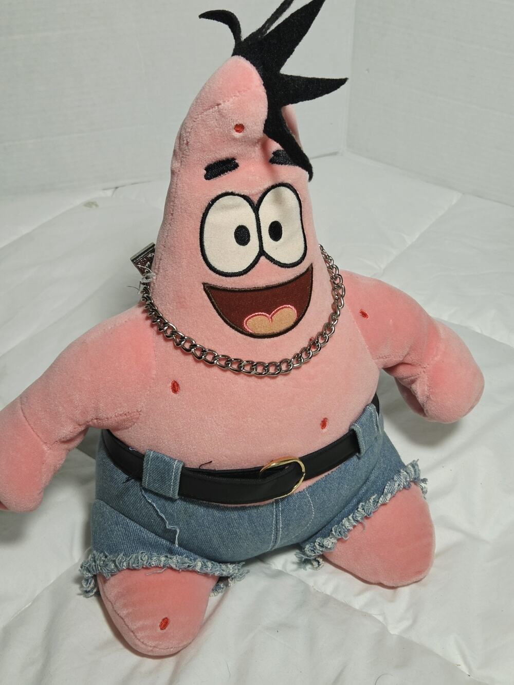 PATRICK STAR PUNK ROCK BIKER PLUSH 2000s Vtg Retired 12' Stuffed Grunge Retro